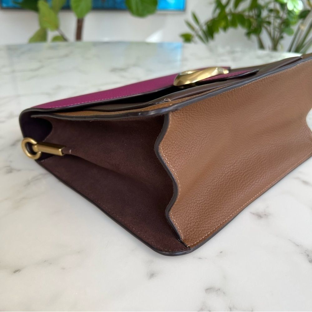 COACH Tabby Shoulder Bag In Colorblock Hibiscus Pink Brown Brass Crossbody 76106 - Picture 13 of 16
